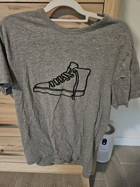 French Connection Gray Tee with Black Sneaker Outline